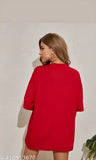 Red womens oversized t-shirt, long sleeve
