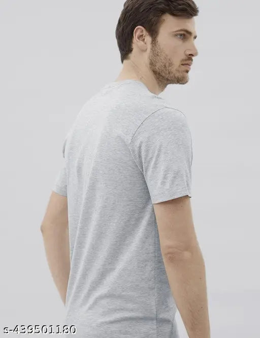 Grey Melange Men's Cotton Blend Short Sleeve T-Shirt - Comfortable, Casual & Loose Fitting