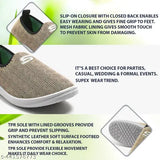 Classy women sport shoes with mesh lining, easy slip-on closure, and a choice of black, white or gold. Its best for parties, weddings, and formal events