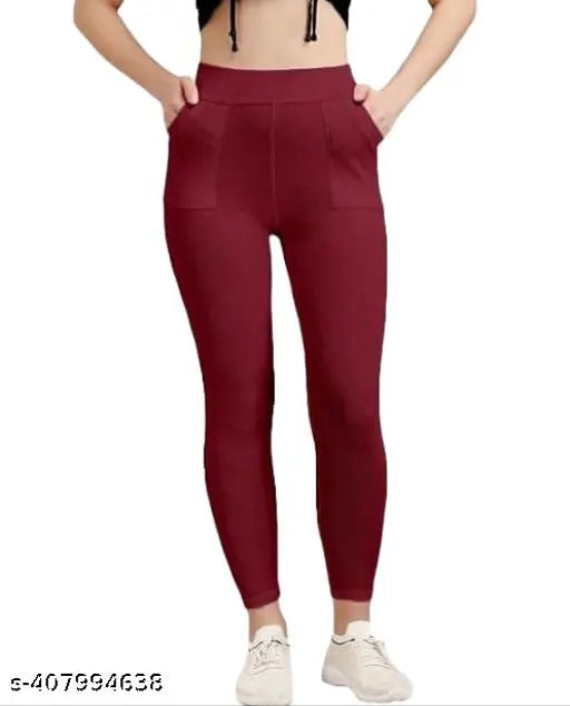 Striped cotton blend jeggings pack (3pcs), ankle length, free size for girls and women