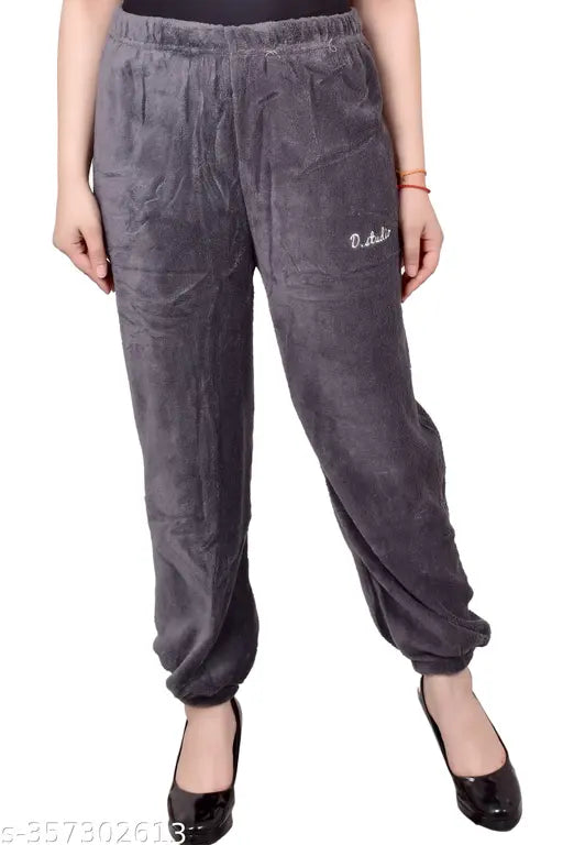 Grey velvet harem pants for women