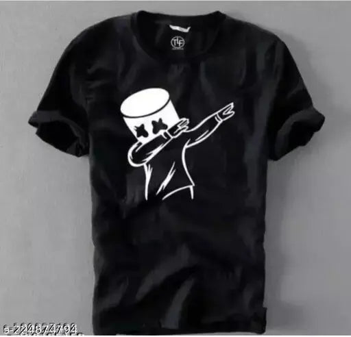 Marsh Mellow printed cotton blend t-shirt for men, trendy casual style with short sleeves, made in India