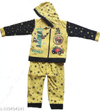 Yellow wool sweater hoodie for kids, embroidered net pattern, PTENA FASHION, soft clothing, low price, size 1-2 years (bust 12in, waist 17in), made in India