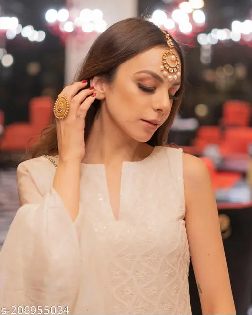 Embroidered cotton kurta with sharara bottom and dupatta, royal export brand, traditional Indian attire for women