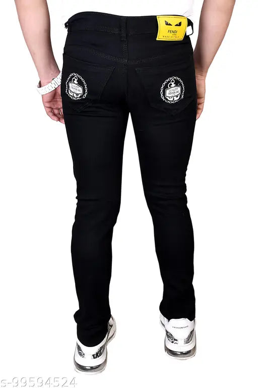 Men's denim solid-colored Attraction jeans, size 28 x 42 (India origin)