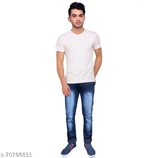 Dark blue denim mens jeans casual fashion