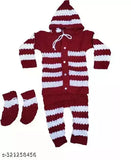 Woolen winter kids' sweater in white colorblock pattern, warm and cozy for 0-6 months, handcrafted Indian knitwear