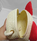 Kids' fashionable jute side bag with bow and kitty ears