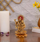 Metal Radha Krishna playing flute on kamal flower idol, 8cm L x 8cm B x 14cm H, for Vastu, home, temple, office and gifting purpose