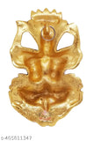 Gold-finished metal NAC Narsingh Face Feng Shui Showpiece, vibrant Indian wall hanging of Lord Vishnu's Narsingh avatar (16cm x 4cm x 10cm, net quantity 1)