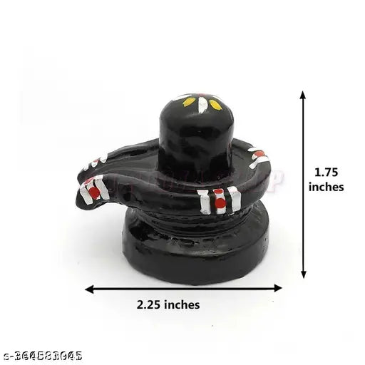 Ceramic shivling showpiece, 1.5cm x 1.5cm x 2.5cm, Indian handcrafted dashboard or office decor