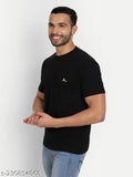 Black cotton blend Zeffit mens round placement print t-shirt, short sleeves, size M (36 in chest, 26 in length). Daily wear or casual outings