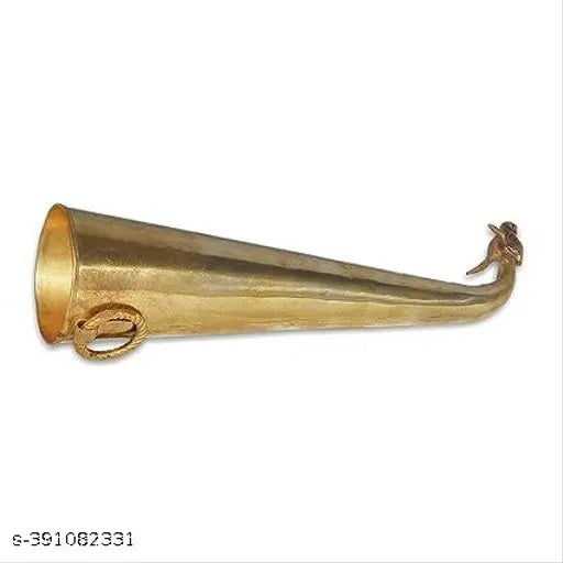 Brass Gomukh Shringi, 8 inches, golden