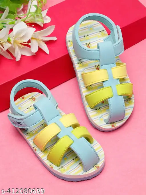 Blue and yellow strappy sandals for boys by Onyx