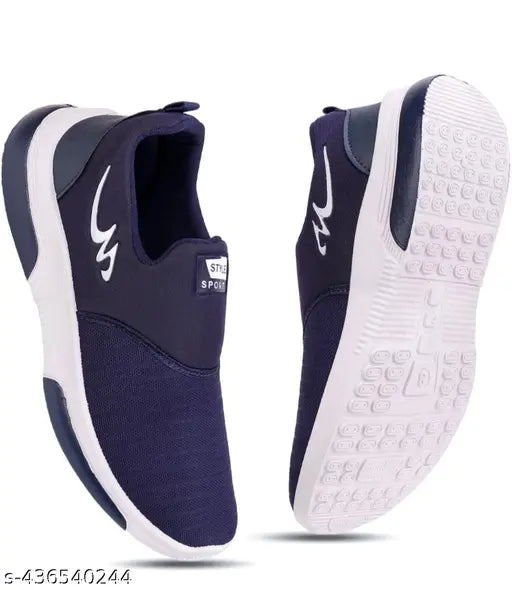 Navy blue casual slip-on sneakers