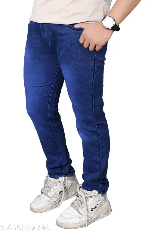 Look divine denim jeans for men in blue, slim fit