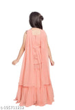 Kids girls stitched georgette Lehenga Choli set with dupatta, sleeveless, embroidered ruffle pattern. Various sizes available for ages 3-16 years. India origin