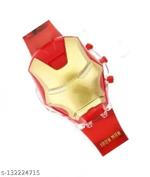 3D Action Figure IronMan Face Based Toy Design Digital Glowing Watch with Disco Music and Blinking Lights for Kids | for Boys Girls- Good Birthday Return Gift