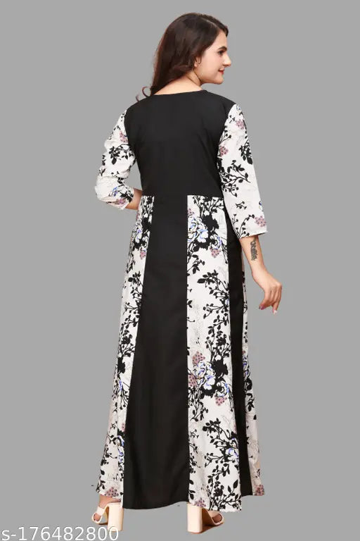 Large-size printed crepe kurtis set (3xl, 4xl, 5xl, 6xl), Indian ethnic fashion with three-quarter sleeves