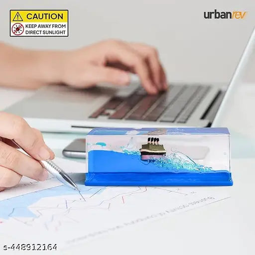 Titanic cruise ship liquid wave car decoration, metallic automobile showpiece in water-themed art form