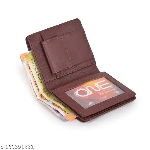 Sisa Classic PU Leather wallet, slim design with 2 compartments for ID, ATM, credit, debit cards. Brown wallet for men and women, ideal for daily use and gifting