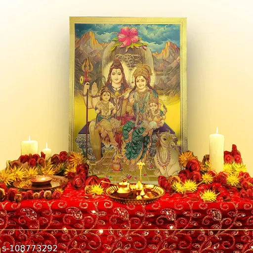 24k gold-plated, Indian Hindu deity poster for home/office worship, size 30x21cm