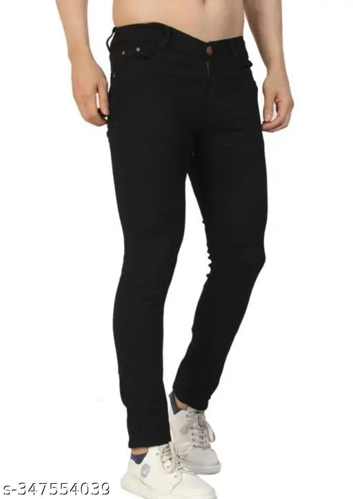 Black denim Flaying Men jeans, solid pattern with a waist size of 28 inches and hip size of 32 inches