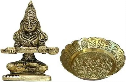 Brass 100 Pital Mata Annapurna Devi Idol, Indian Goddess of Food and Prosperity