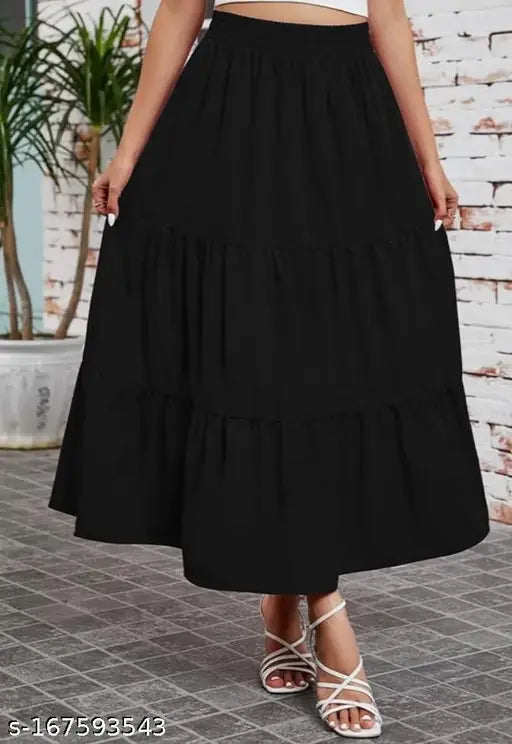 Rayon solid long skart skirt, Indian fashion apparel for women in sizes XS-XL