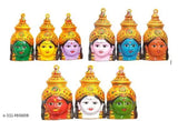 Metal Navadurga Devi face set of 9, Indian god idols, 8x4 inches each