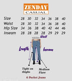 Zenday casual flared premium plus size mid rise light blue jeans, 36 waist, hip size 187, length medium
