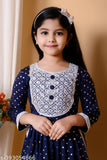 Multicolor cotton partywear frock & dresses combo for kids, sizes 1-10 years, in blue, red, purple - high-quality Indian made designer clothing with A-line tops and pyjama bottoms