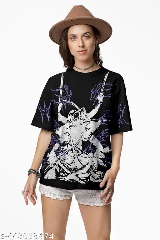 DeepBlack anime-inspired oversized t-shirt for men/women, made with 250 GSM cotton loop knit fabric, featuring Kakashi Hatake design, non-PVC DTF print, Made in India