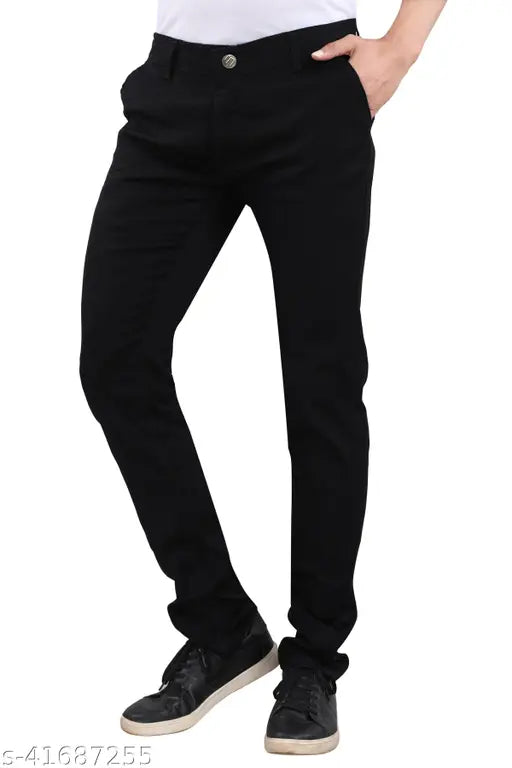 Black denim jeans by SEGVAY, perfect for streetwear or dressier occasions. Solid design, ideal for most physiques. Size 30 (waist 30in, length 42in), origin India