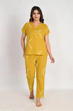 Women's cotton printed nightsuits, short sleeves, pyjama style, vibrant pattern, quality Indian craftsmanship