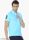 Blue cotton short-sleeve polo t-shirts (pack 2), Eddicted mens solid style, India origin