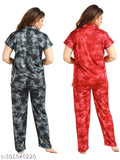 Satin-silk printed nightwear set (Cimbo), pack of 2 pcs for women and girls