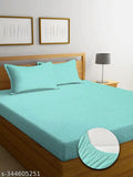 Multicolor geometric glace cotton king-size fitted bedsheets with 2 pillow covers, supersoft and elastic for double bed, new design from TARAIN Collection