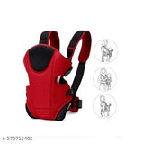 Red polyester net 3-in-1 ergonomic baby carrier bag for infant and mother travel, adjustable sling kangaroo design with carrying basket