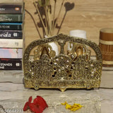 Metal Ganesha-Laxmi sitting decorative Diwali idols, handcrafted in India