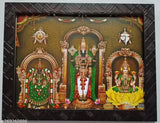 Synthetic resin Balaji God photo frame, 9x12 inches featuring Tirupathi Venkateswara and Sridevi Bhudevi Lakshmi devi Mahalakshmi for home decor