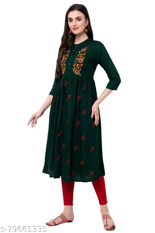 White rayon embroidered kurta by Janaknandini Crafts, three-quarter sleeves, solid design. Stylish Indian fashion for M, L, XL, XXL