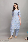 Paper silk Kurta set with rayon palazzos, three-quarter sleeves, Indian woven design, sizes S to XXL