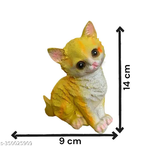 Handcrafted Resin Cat Statue, ideal for garden or home decoration, 9cm x 14cm x 4.5cm, made in India