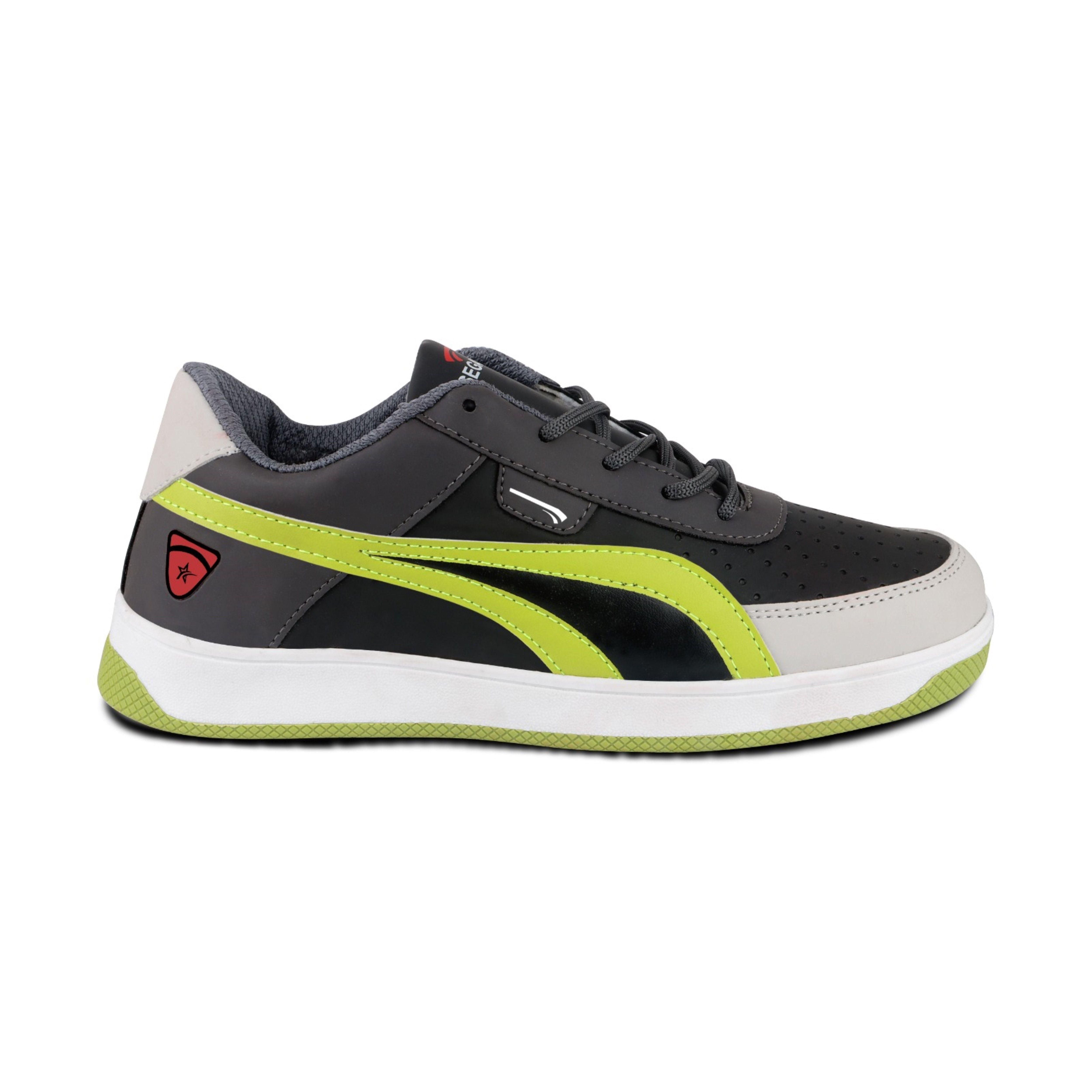 Richale Segastar black white and parrot green men's casual shoes - premium synthetic shoes with lace closure in UK/IND size 6, US size 7, EUR size 40