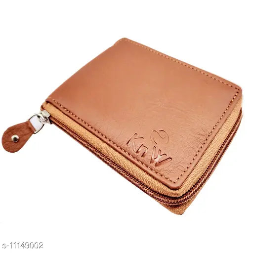 Stylish brown faux leather wallet for men, solid pattern, free size from India