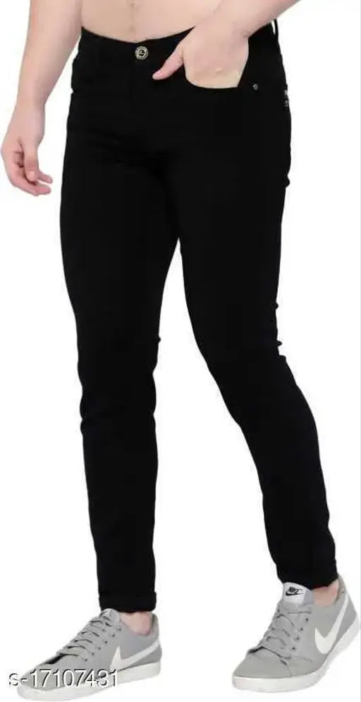 Black denim men's slim fit jeans by StyleNFit. Pack of 1, size 30x41 (India)