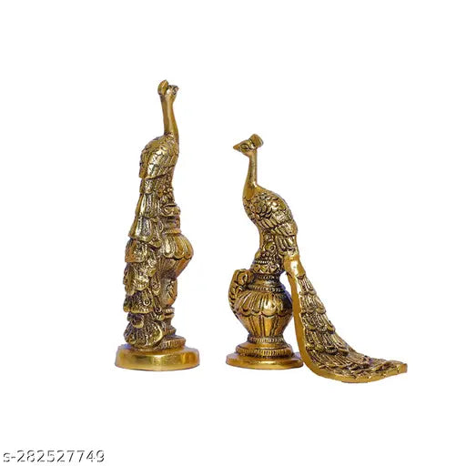 Multicolor metal peacock love birds showpiece pair, intricately designed, size: 17cm x 5.5cm x 5.5cm