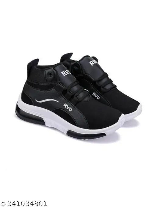 Boys running shoes - slip on - park, outdoor walking - sporty - comfortable - all day - black, white, and blue