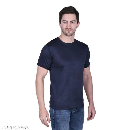 Men's cotton blend round neck half sleeves t-shirt, ultra soft, lightweight, perfect for Indian summer - Sanriti Enterprises